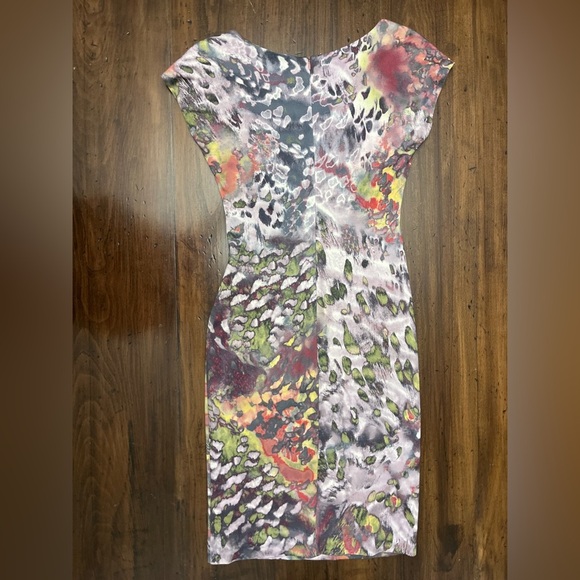 Escada Watercolor Dress Size 36 US 6 Colorful Designer Business Knit Summer EUC - Picture 2 of 16